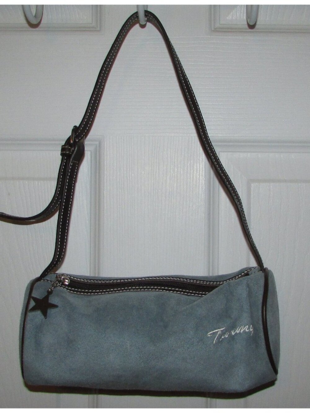 Tommy Hilfiger Blue Faux Suede Pouch